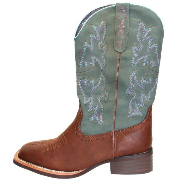 J's.o.l.e Square Toe Wide Calf Women's Cowboy Cowgirl Boots Brown Blue US Size 6 - Picture 3 of 7